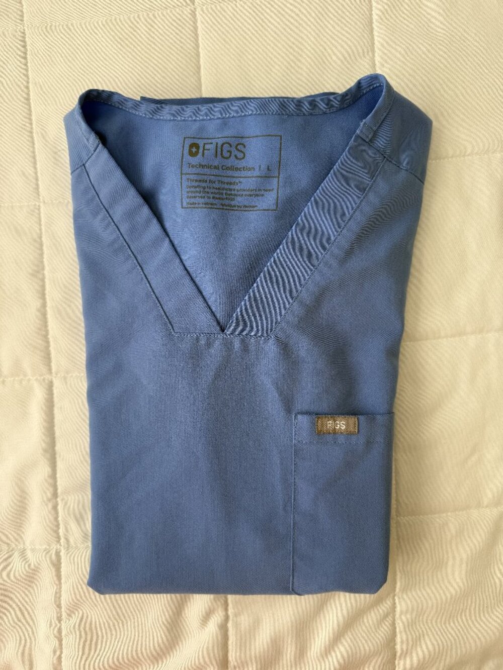 FIGS Technical Collection V-Neck Scrub Top Blue Size Large